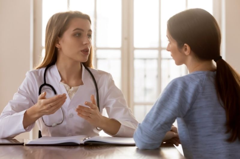 A patient is meeting with her Gynecologist to discuss her Terconazole treatment progress