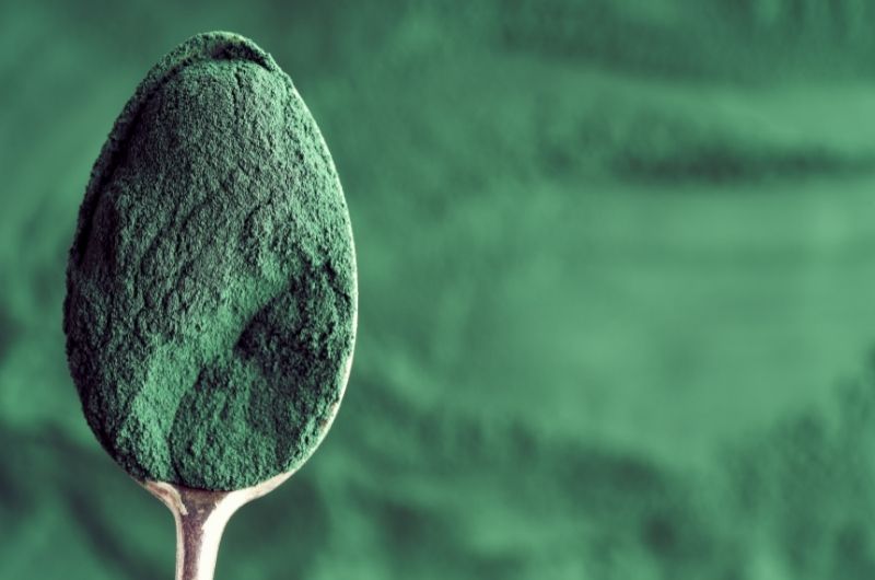 A spoonful of green powder