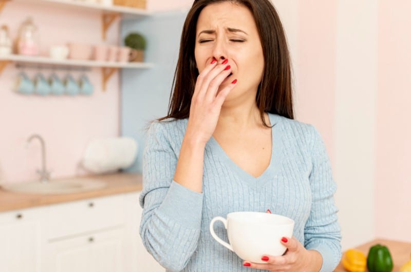 A woman hates the taste of castor oil mixed in her coffee after drinking it for her constipation. 